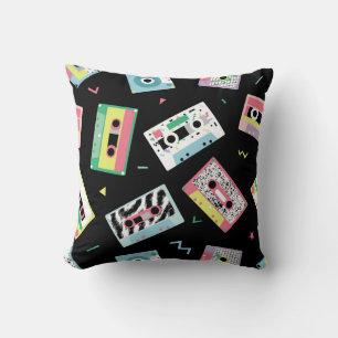 Retro audio tapes, 80s style pattern. cushion