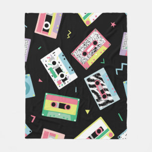 Retro audio tapes, 80s style pattern. fleece blanket
