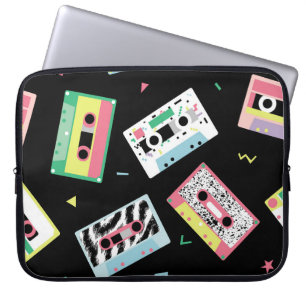 Retro audio tapes, 80s style pattern. laptop sleeve
