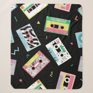 Retro audio tapes, 80s style pattern. sherpa blanket