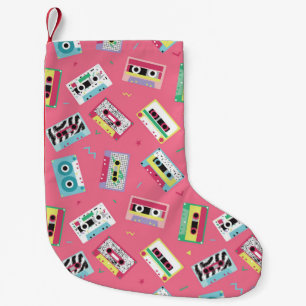Retro Audio Tapes: 80s Style. Small Christmas Stocking