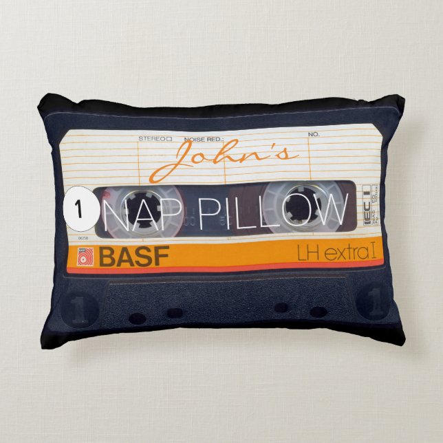 Retro Audiotape Cassette 80s personalised Accent P Decorative Cushion (Front)