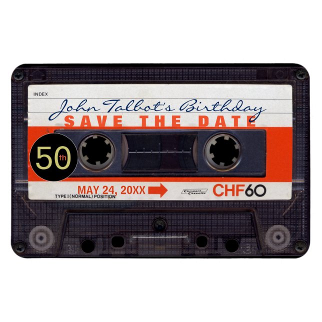 Retro Audiotape S 50th birthday Save the date FM Magnet (Horizontal)