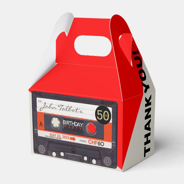 Retro Audiotape S 50th birthday Thank You GFB Favour Box (Front Side)