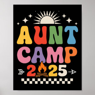 Retro Aunt Camp 2025 Family Vacation Summer Campin Poster