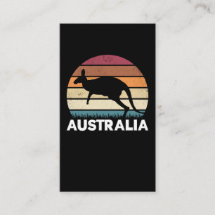 Retro Australian Animal jumping Kangaroo Business Card