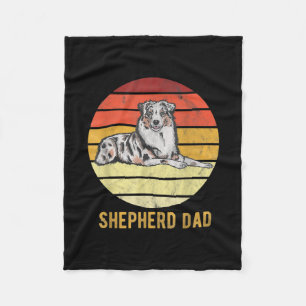 Retro Australian Dog Shepherd Dad Dog Father  Fleece Blanket