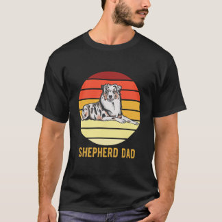 Retro Australian Dog Shepherd Dad Dog Father T-Shirt
