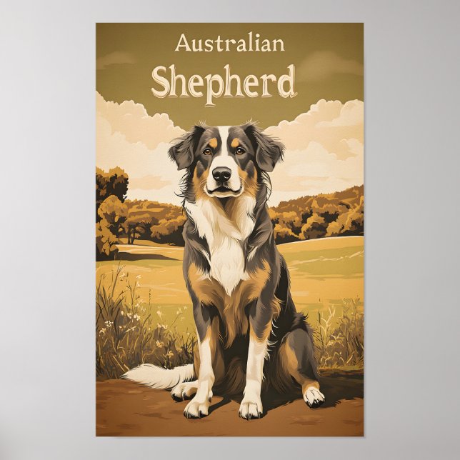 Retro Australian Shepherd Poster (Front)