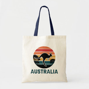Retro Australian Sunset Animal jumping Kangaroo Tote Bag
