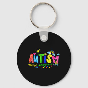 Retro Autism Accept Understand Love to Be Key Ring
