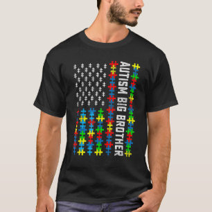 Retro Autism Awareness Usa Flag Big Brother Suppor T-Shirt