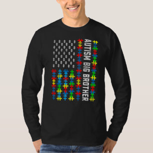 Retro Autism Awareness Usa Flag Big Brother Suppor T-Shirt