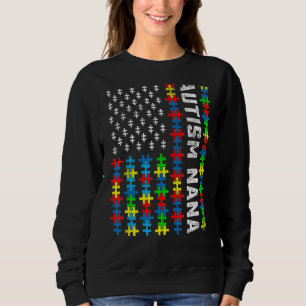 Retro Autism Awareness Usa Flag Nana Support Autis Sweatshirt