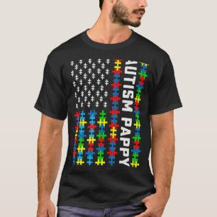 Retro Autism Awareness Usa Flag Pappy Support Auti T-Shirt