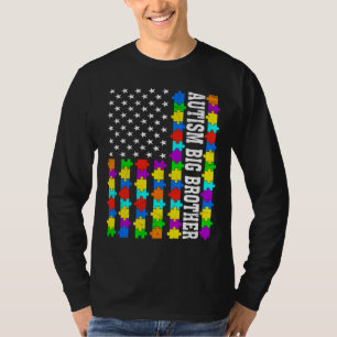 Retro Autism Big Brother American Flag Love Autism T-Shirt