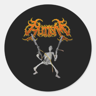 Retro Autism Skeleton Meme Funny Men  Classic Round Sticker