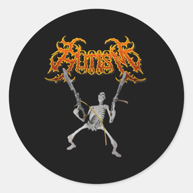 Retro Autism Skeleton Meme Funny Men  Classic Round Sticker (Front)