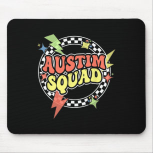 Retro Autism Squad Support Autism Mum Dad Funny Fo Mouse Pad