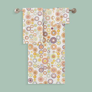 Retro Autumn Circles Bath Towel Set