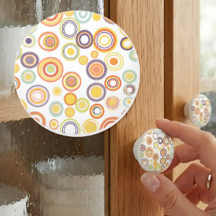 Retro Autumn Circles Ceramic Knob