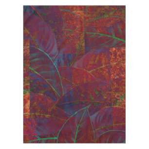 Retro Autumn Foliage Burgundy Leaves Metallic Tablecloth
