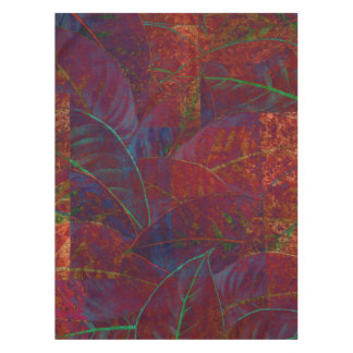 Retro Autumn Foliage Burgundy Leaves Metallic Tablecloth