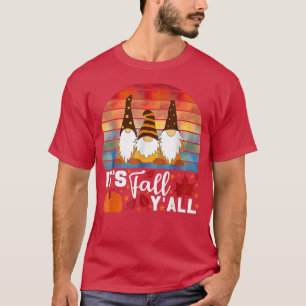 Retro Autumn Gnomes Its Fall Yall Pumpkin T-Shirt