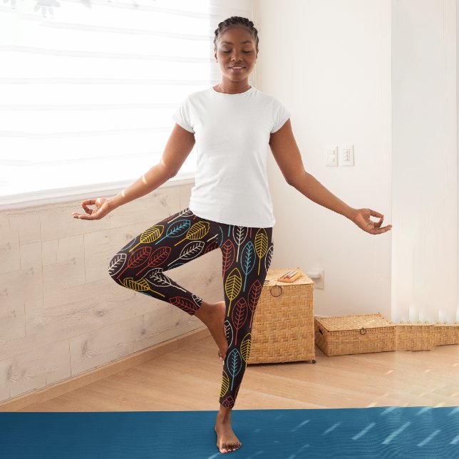 Retro Autumn Leaves Capri Leggings (Creator Uploaded)