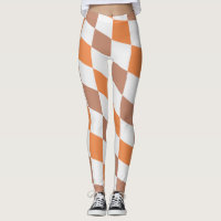 Retro Autumn Orange & Brown Chequered Leggings