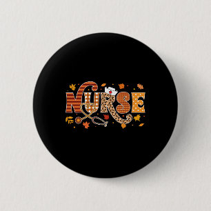 Retro Autumn Pumpkin Fall Nurse Life Thanksgiving  6 Cm Round Badge