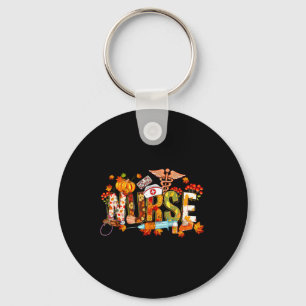 Retro Autumn Pumpkin Fall Nurse Life Thanksgiving  Key Ring