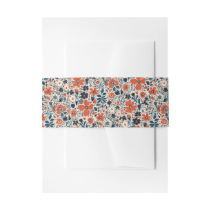 Retro Autumnal Cute Floral Pattern  Invitation Belly Band