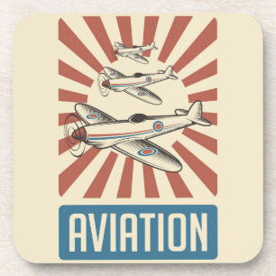 Retro Aviation Airforce fighter plane Coaster