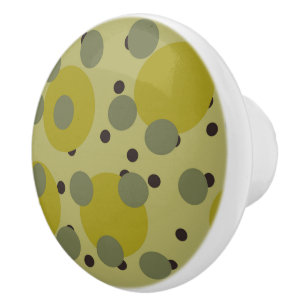 Retro Avocado Dream 1970s Atomic Circles Ceramic Knob