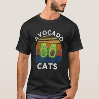 Retro Avocato Avogato Avocado Cats Vegan T-Shirt