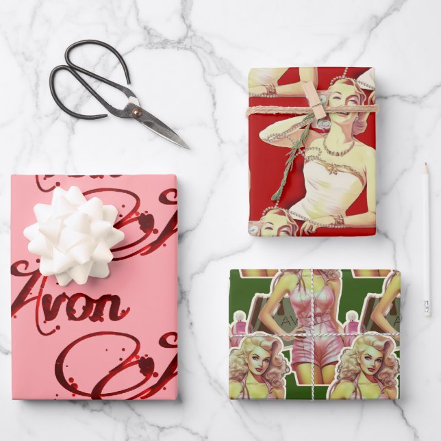 Retro Avon Christmas  Wrapping Paper Sheet (Front)