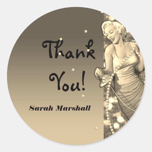 Retro Avon Thank You Classic Round Sticker (Front)