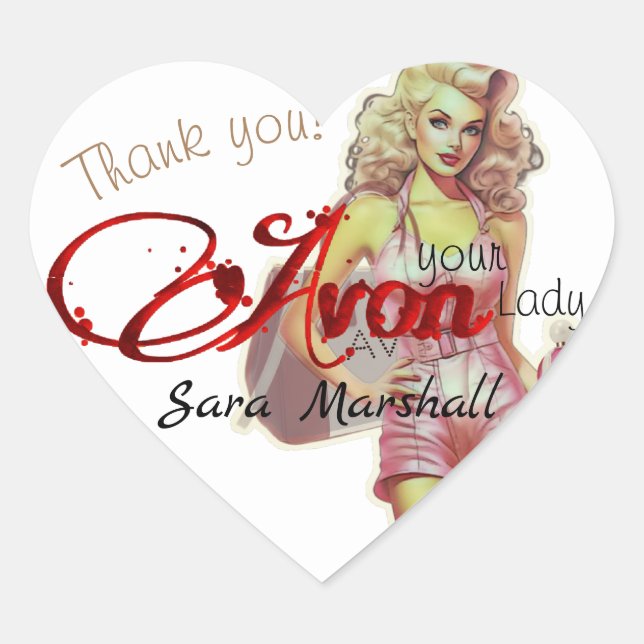 Retro Avon Thank You  Heart Sticker (Front)