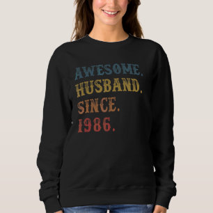 Retro Awesome Husband Since 1986 36 Wedding Anive Sweatshirt