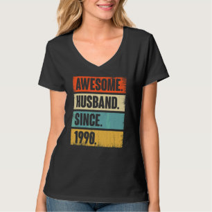 Retro Awesome Husband Since 1990 32 Wedding Aniver T-Shirt