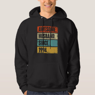 Retro Awesome Husband Since 1994 28 Wedding Aniver Hoodie