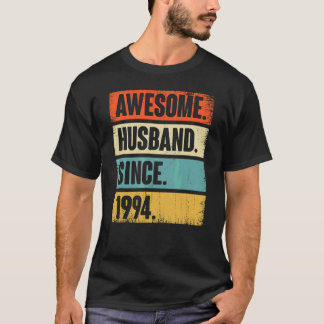 Retro Awesome Husband Since 1994 28 Wedding Aniver T-Shirt