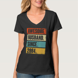 Retro Awesome Husband Since 2004 18 Wedding Aniver T-Shirt