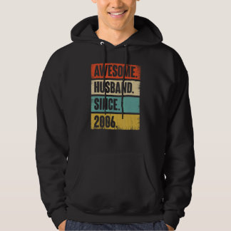 Retro Awesome Husband Since 2006 16 Wedding Aniver Hoodie
