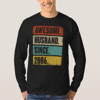 Retro Awesome Husband Since 2006 16 Wedding Aniver T-Shirt