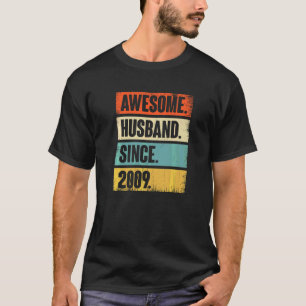 Retro Awesome Husband Since 2009 13 Wedding Aniver T-Shirt