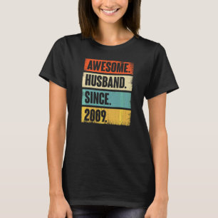 Retro Awesome Husband Since 2009 13 Wedding Aniver T-Shirt