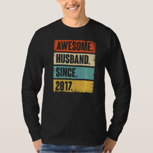 Retro Awesome Husband Since 2017 5 Wedding Anivers T-Shirt