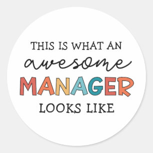 Retro Awesome Manager Funny Classic Round Sticker